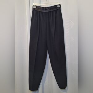 Vintage Women's Black Pants With Satin Waistband w/Pockets Size XS 80's/90's